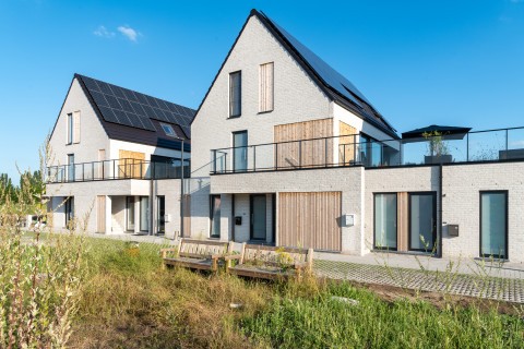 Klassieke woningen in witte gevelsteen gevoegd