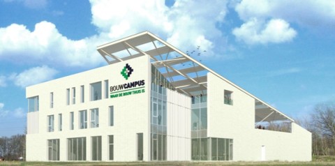 3D-voorstelling Bouwcampus in Blanco gevelsteen