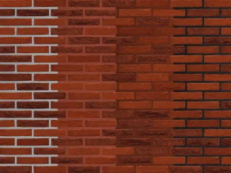 Rode gevelsteen met verschillende voegkleuren