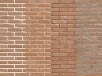 Roze gevelsteen met verschillende voegkleuren