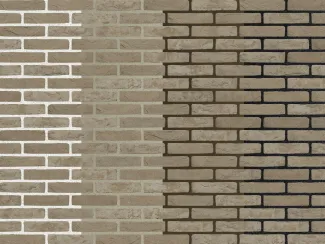 Grijze gevelsteen verschillende voegkleuren